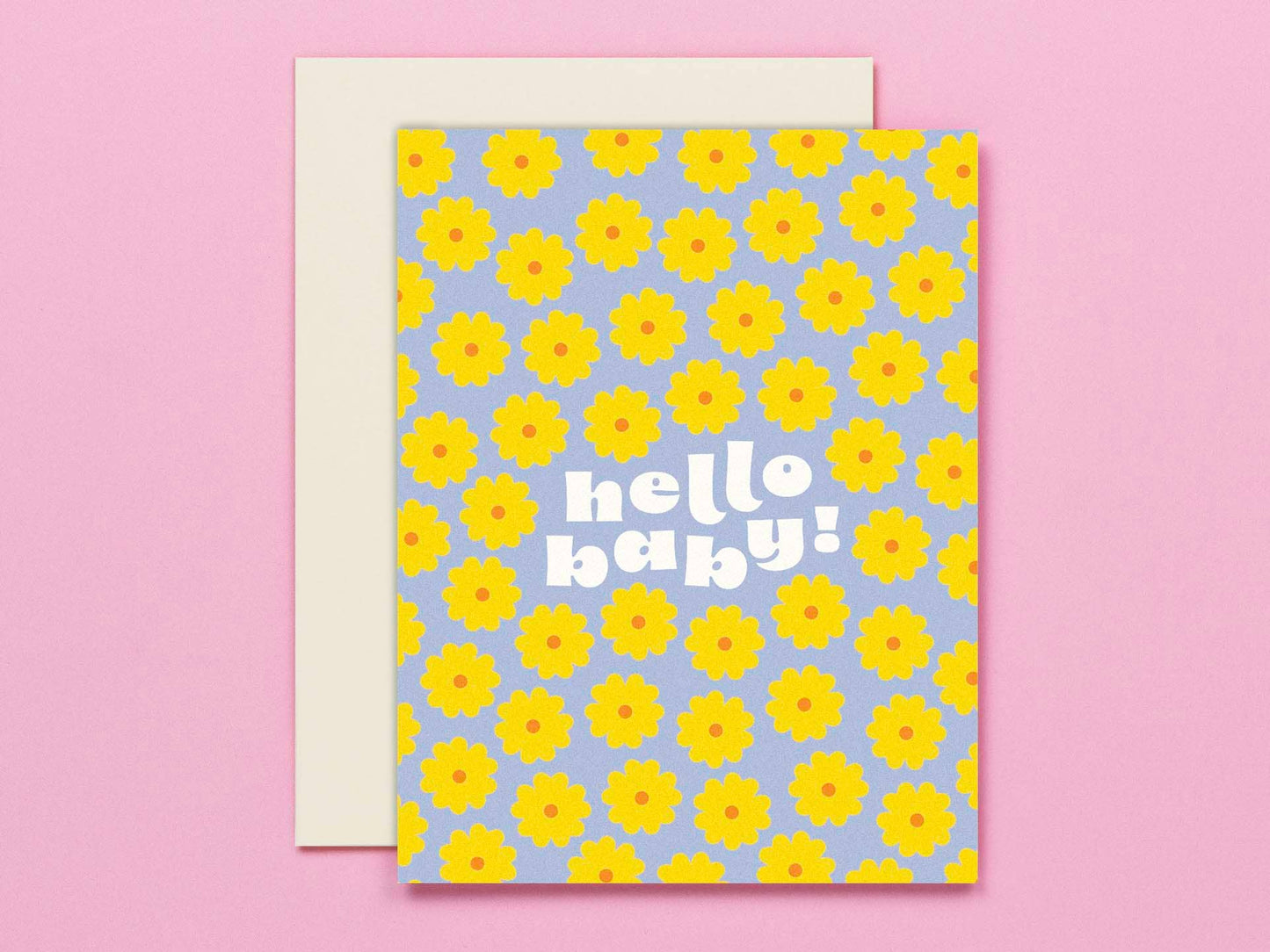 Baby Blooms New Baby Card close-up with sweet floral design