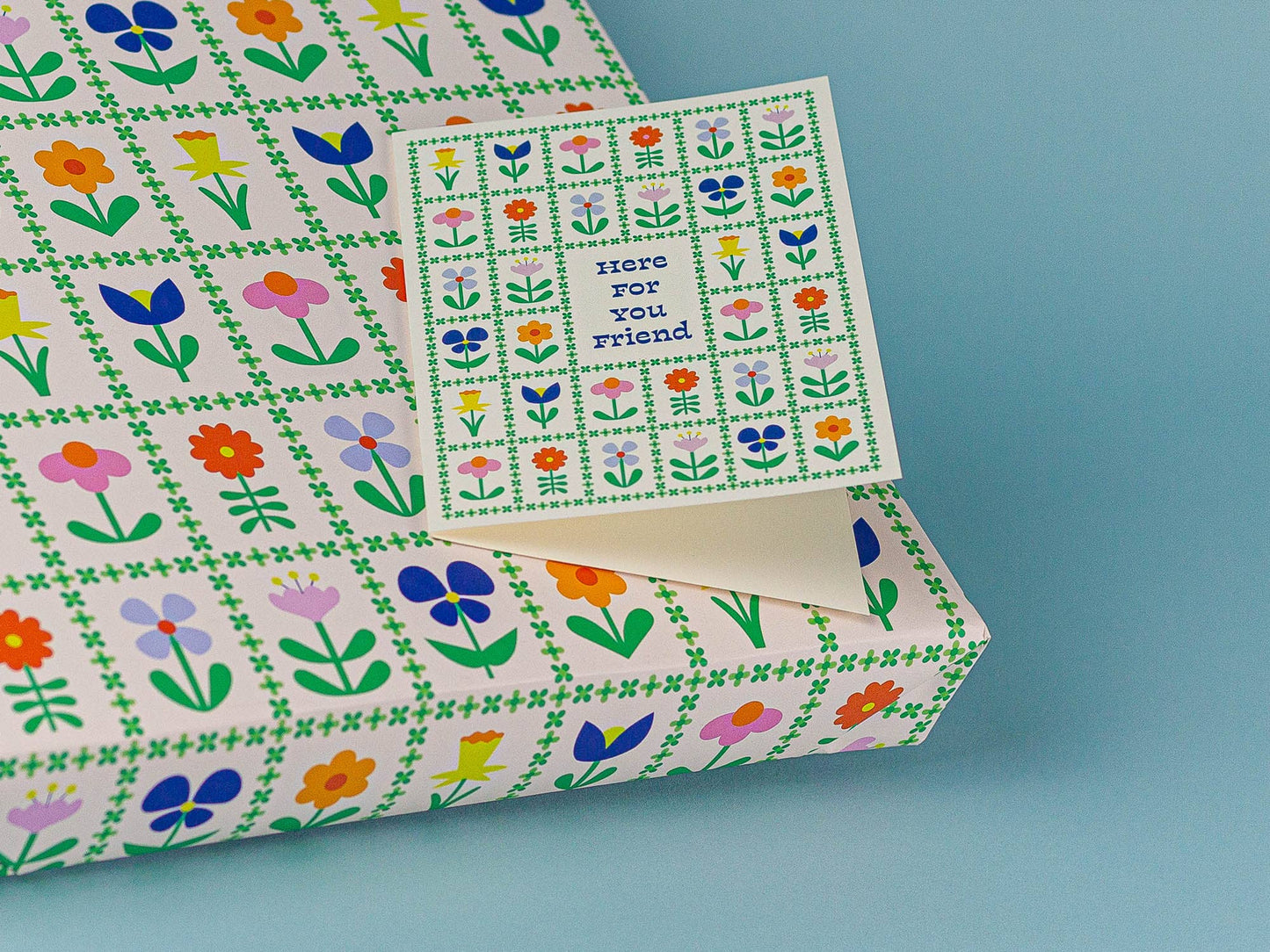 Flower Friends Forever Here For You Card close-up with floral design