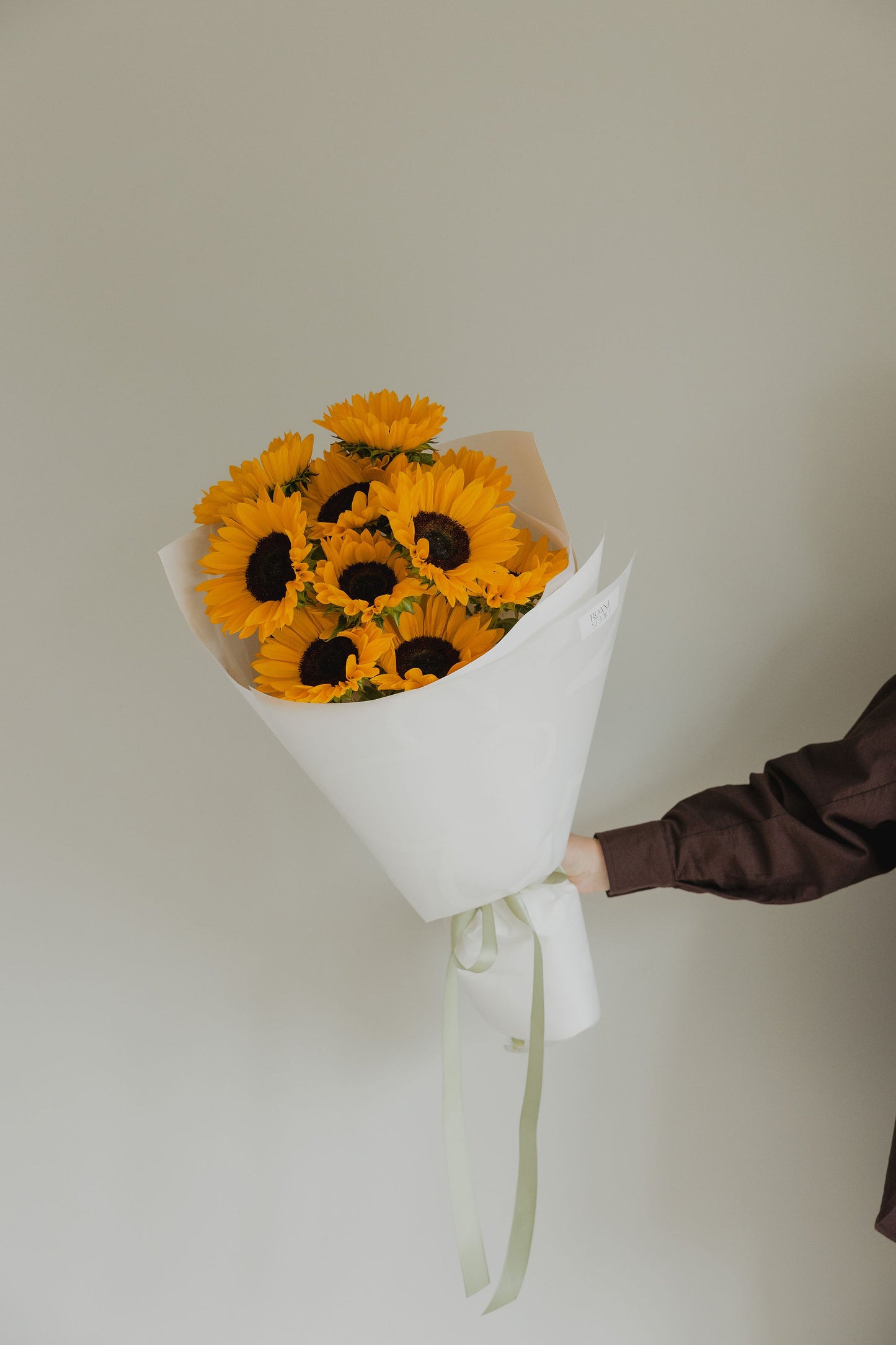 Sunshine not roses sunflower bouquet close-up with fresh yellow blooms