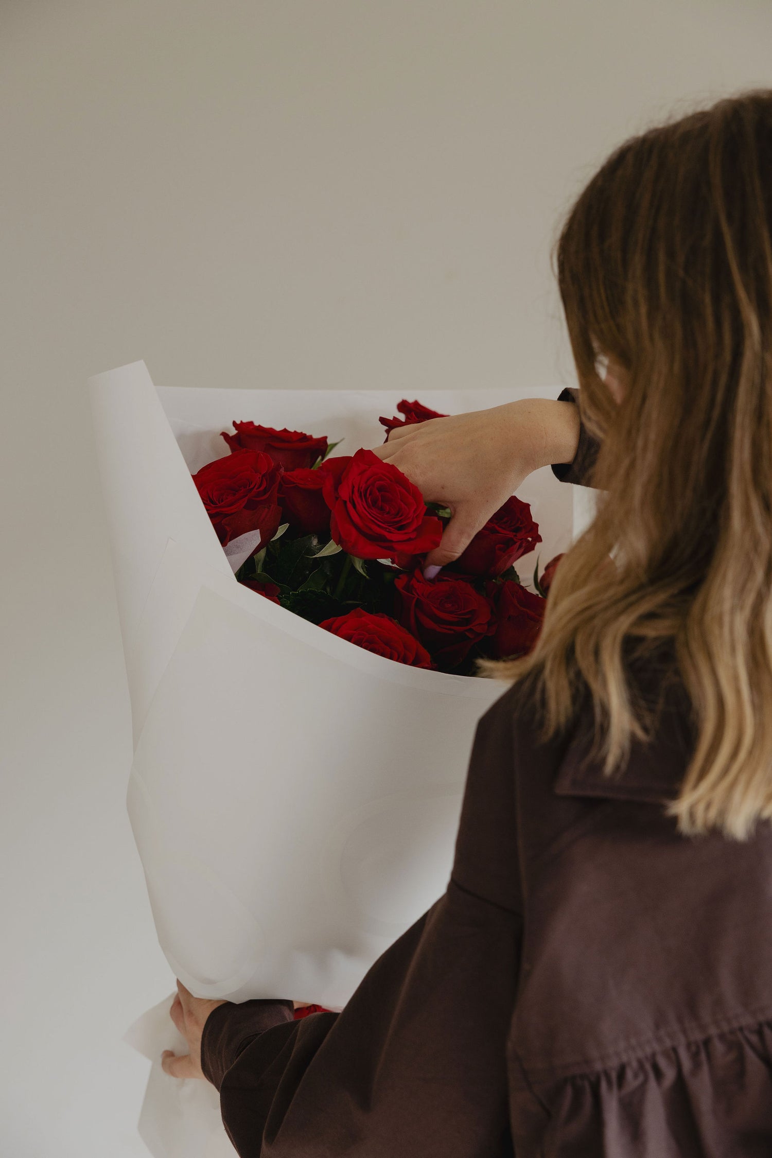 You’re My Lobster red rose bouquet close-up of premium Colombian roses