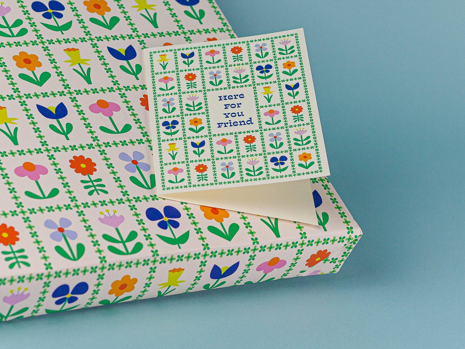 Flower Friends Forever Here For You Card close-up with floral design