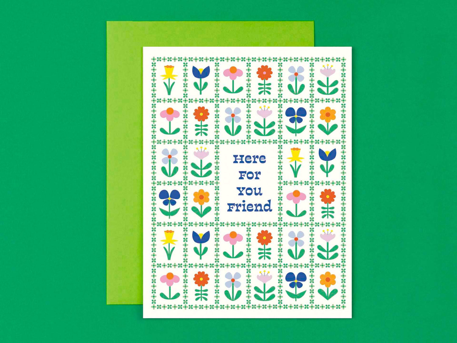 Flower Friends Forever Here For You Card front cover detail