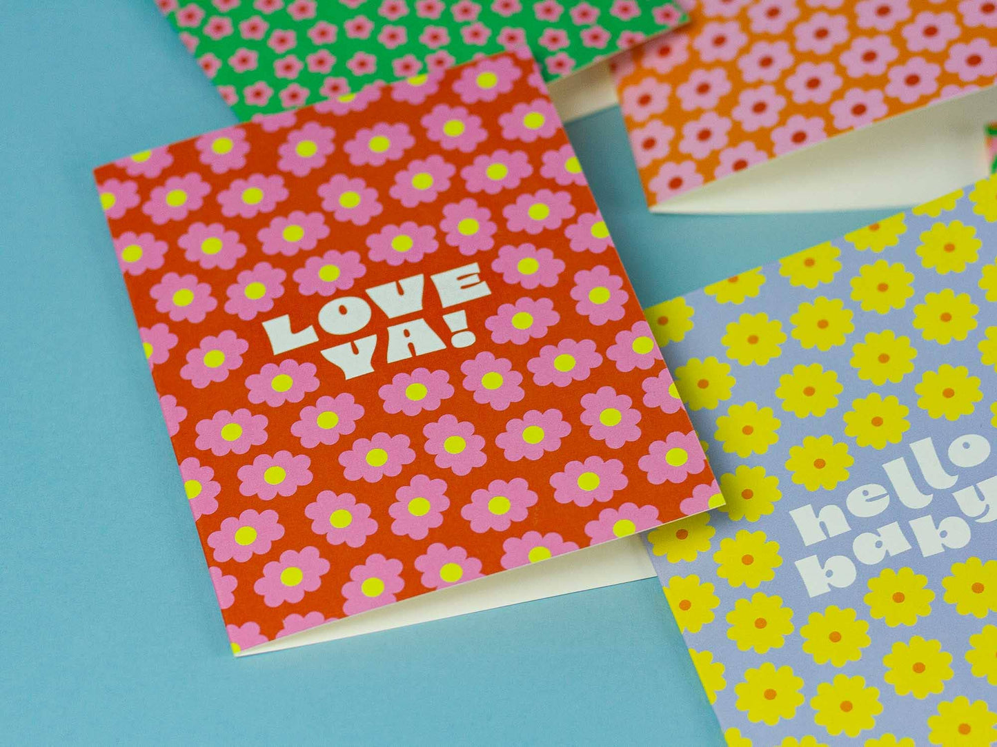 Love Blooms Love Ya Card close-up with floral design
