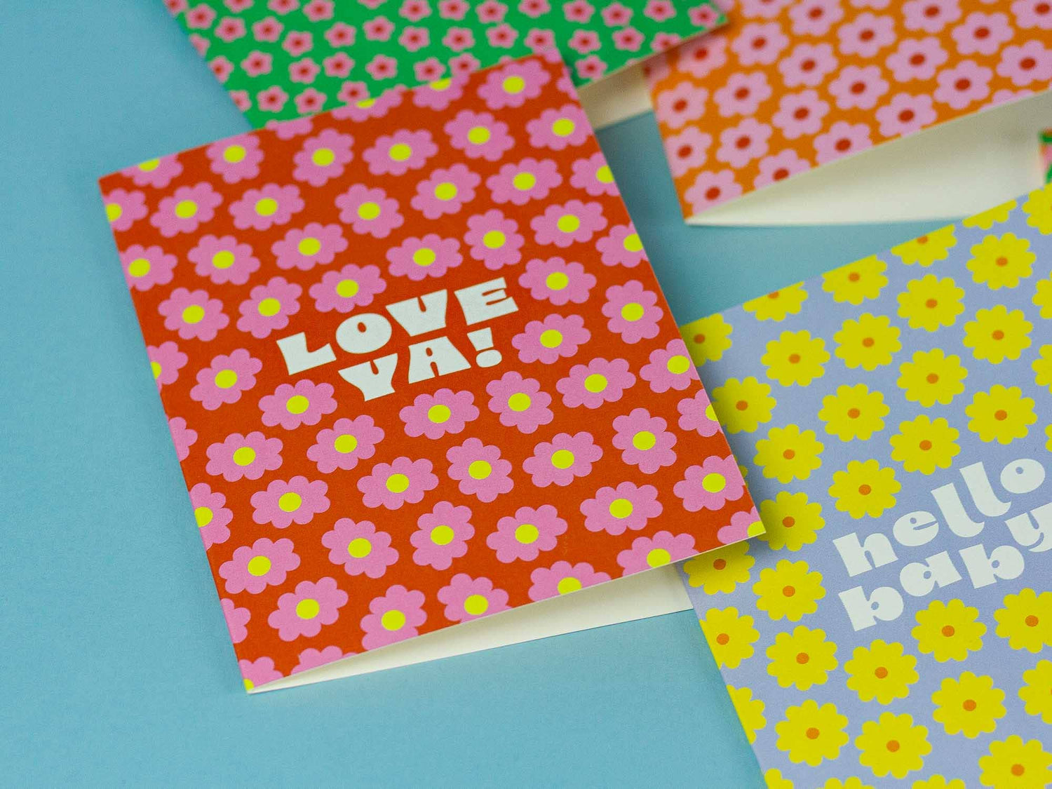 Love Blooms Love Ya Card close-up with floral design