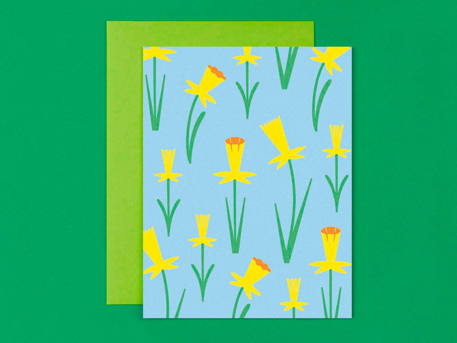 On Daffodil Pond Card close-up with daffodil pattern design