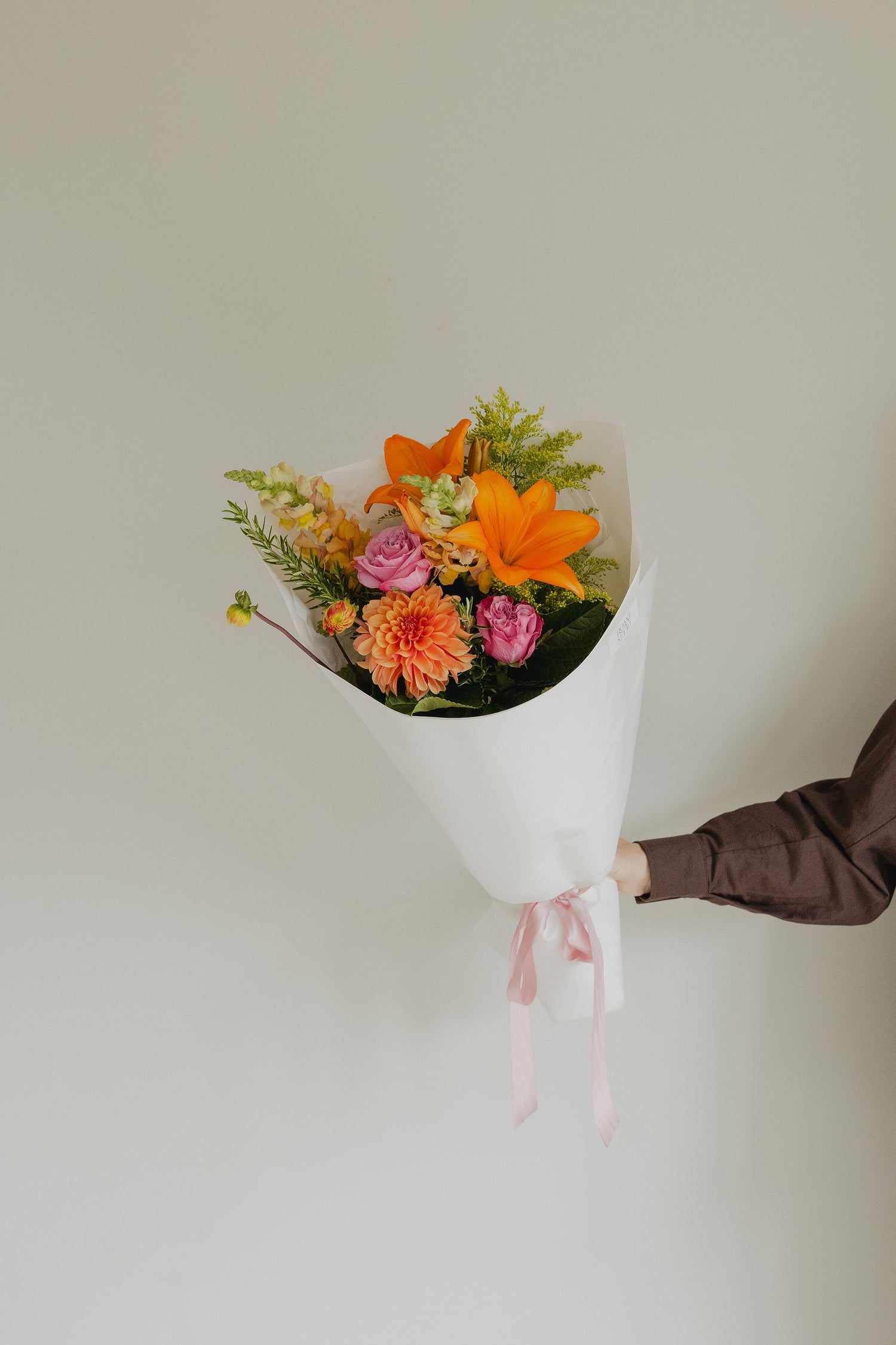 Firecracker premium bright bouquet with bold seasonal flowers