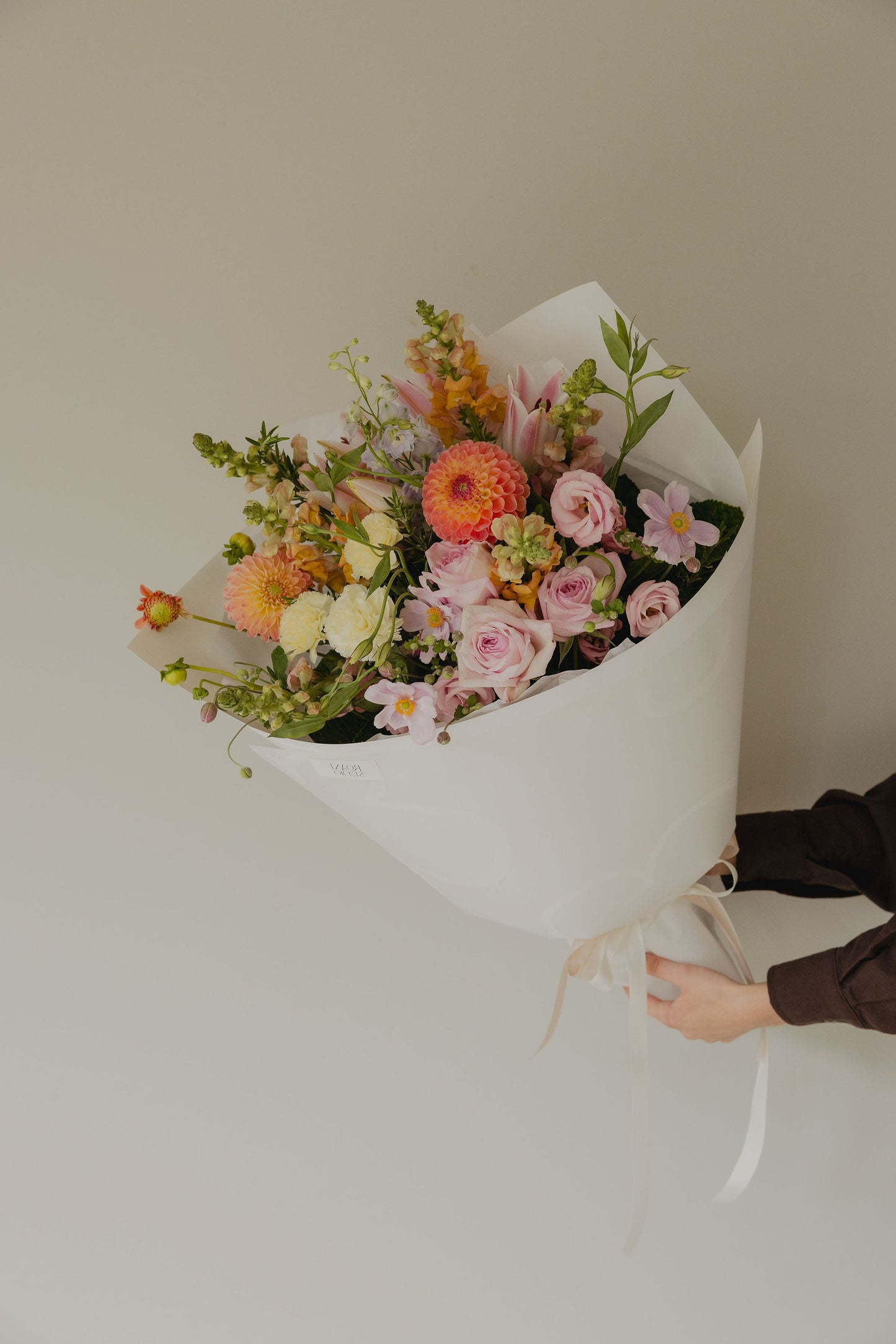 Watermelon Sugar pastel bouquet with soft seasonal blooms