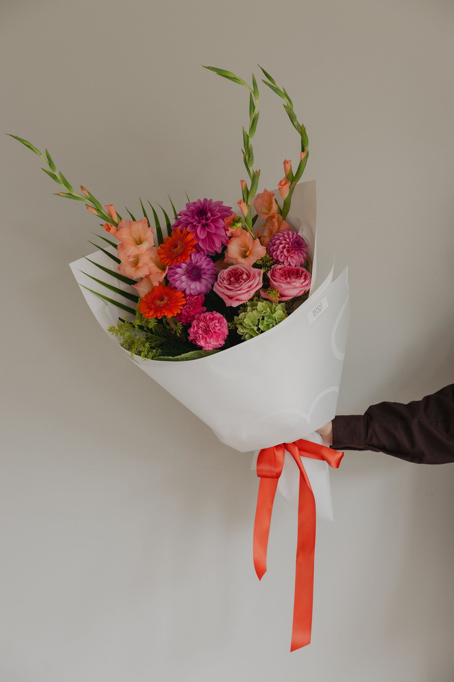 Firecracker vibrant flower bouquet side view