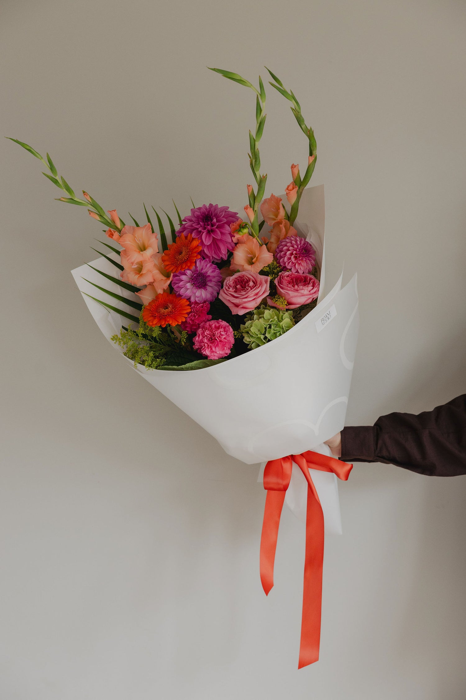 Firecracker vibrant flower bouquet side view