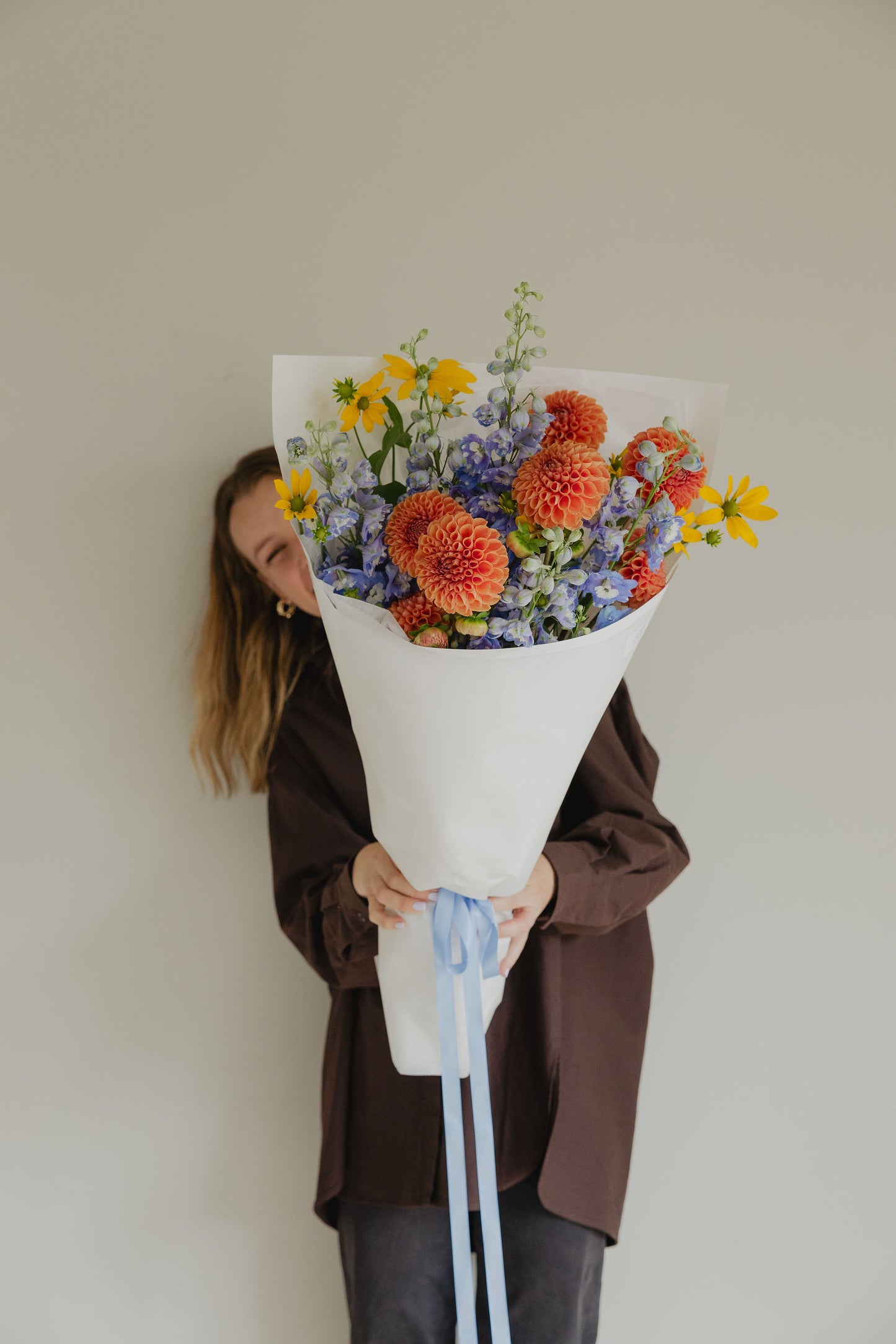 Your Local locally grown seasonal bouquet close-up with fresh local flowers Tauranga